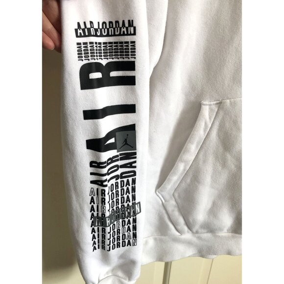 Air Jordan Logo Hoodie Sweatshirt Mens M White Basketball Athleisure Activewear - Picture 6 of 10